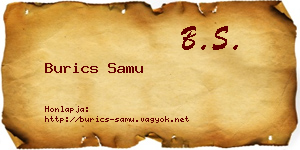 Burics Samu névjegykártya
